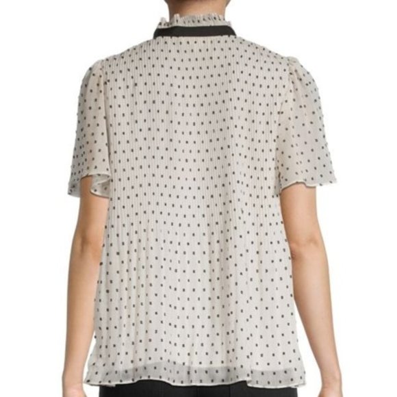 Max Studio Chiffon Polka Dot Short Sleeve Blouse size XL - Picture 3 of 12